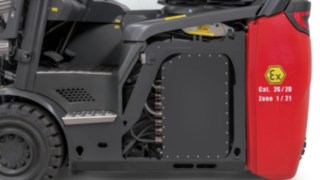 Részletes áttekintés a Linde MH által fejlesztett E14 sorozatú, robbanásbiztos elektromos targonca elektromos alkatrészeinek biztonsági mechanizmusairól