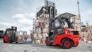 A Linde MH belsőégésű motoros targoncája hidrosztatikus hajtással A Linde MH belsőégésű motoros targoncája hidrosztatikus hajtással