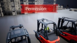 Animáció a myLinde Access Control szolgáltatásával történő bejelentkezésről