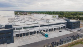 A KION Regional Distribution Center Central Europe (Kahl am Main) épületéről készült légi felvétel