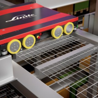 A Linde MH S-MATIC cube rendszerének részét képező shuttle-kocsi
